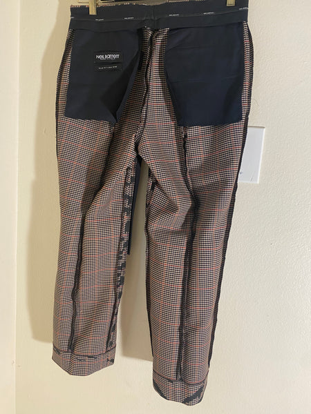 Neil Barrett Men’s Prince Of Wales Check & Tiger Print Slim Tube Leg Trousers Sz: 46/ 30