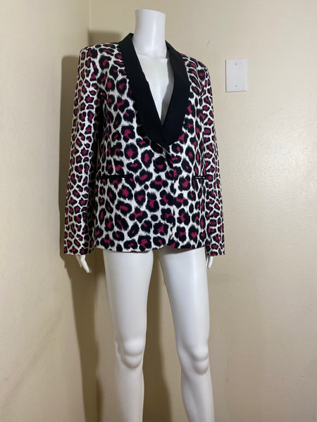 Michael  Michael Kors Leopard Print Tuxedo Blazer Size: 6