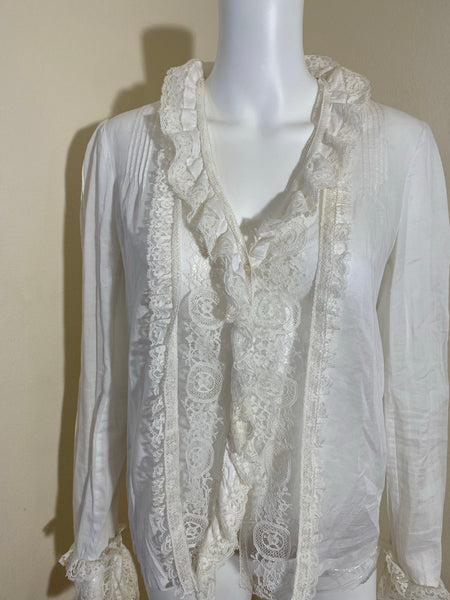 Chanel White Long Sleeves Shirt Size 40