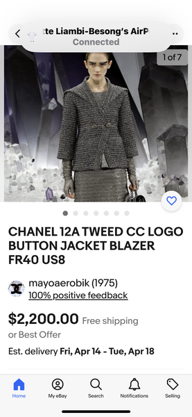 Chanel Tweed Cc Logo Button Jacket Blazer Fr 38 US 6