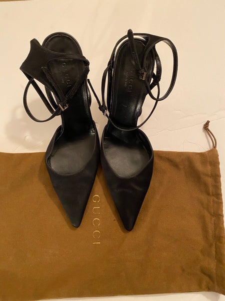 Gucci Black Satin Pumps