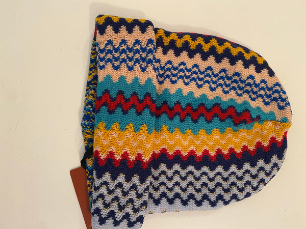 Missoni Multi Color Zig Zag Wool Blend Beanie Hat