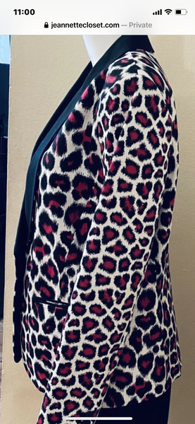 Michael  Michael Kors Leopard Print Tuxedo Blazer Size: 6