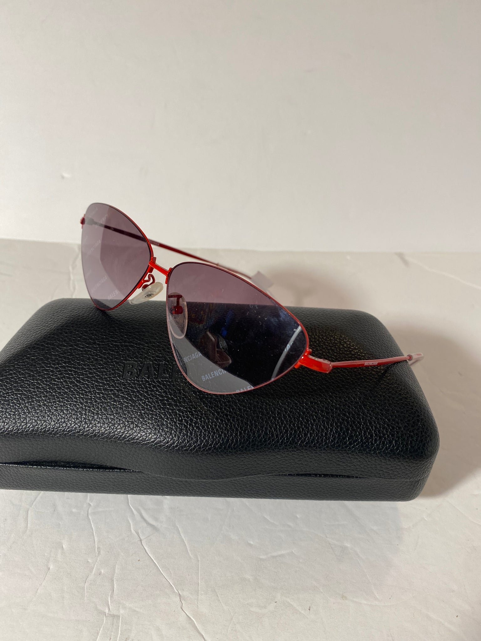 BALENCIAGA Cat Eye Logo Red Sunglasses