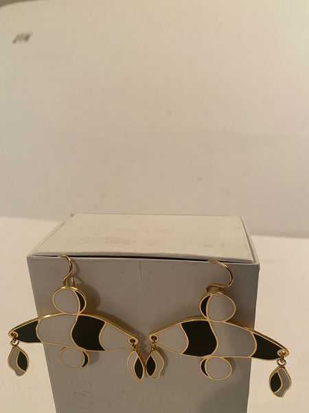 Diane Von Furstenberg Black/White & Gold Earrings