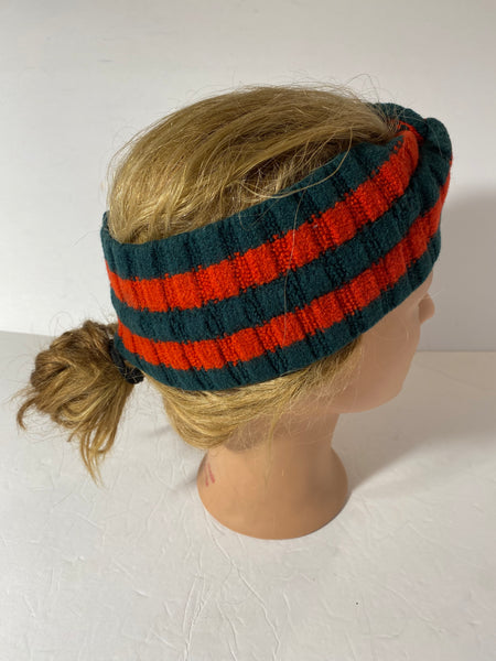 GUCCI Wool Web Headband Green Red Size M