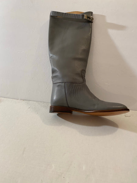 HERMÈS JUMPING LEATHER RIDING BOOTS - GREY Size: 38