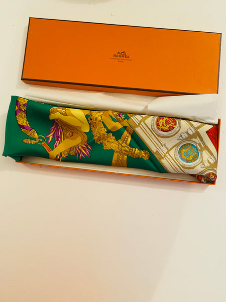 HERMÈS GREEN /YELLOW SILK SCARF