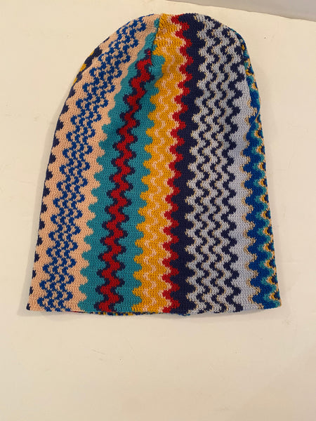 Missoni Multi Color Zig Zag Wool Blend Beanie Hat