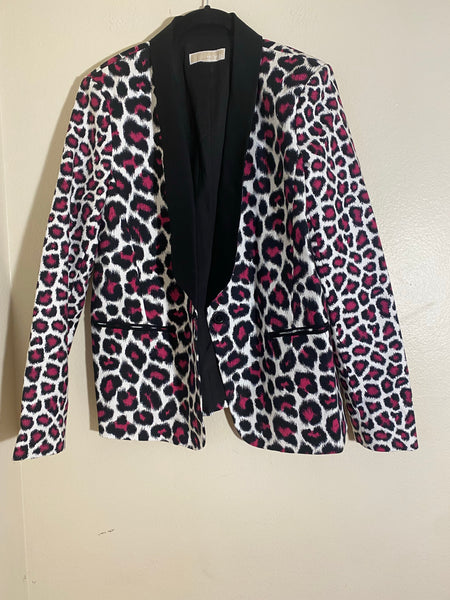 Michael  Michael Kors Leopard Print Tuxedo Blazer Size: 6