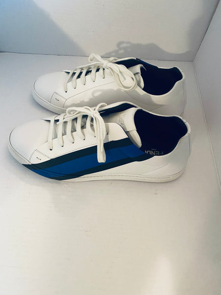 FENDI SNEAKERS MEN LEATHER WHITE BLUE