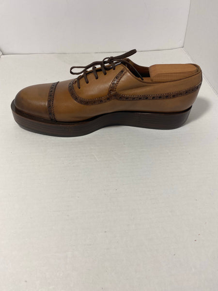 Gucci Brown/Tan Leather Classic Lace Up Dress Shoes Size: 44 US 11