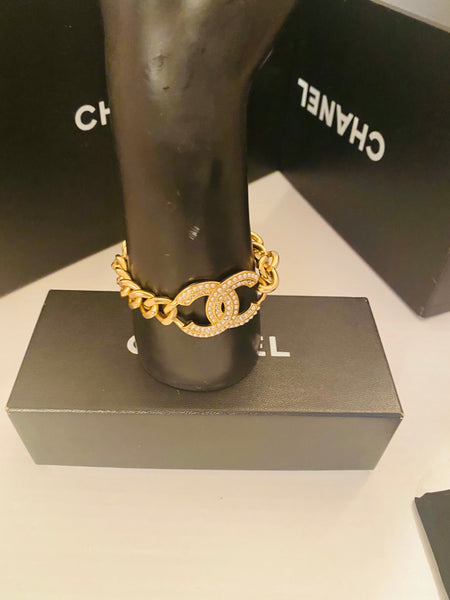 CHANEL Gold Crystal Bracelet