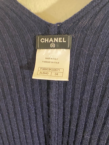 Chanel Dark Blue Long Sleeves Sweater Sz: 34