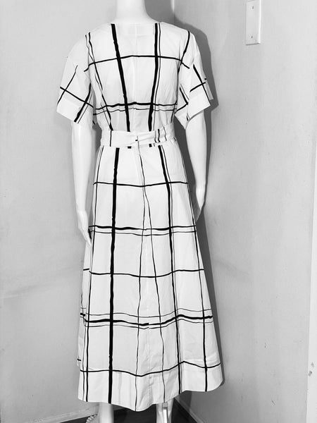 3.1 Phillip Lim Painted Windowpane Crossover Dress Size 8