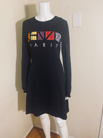 Kenzo Black Graphic Print Dress Size: S