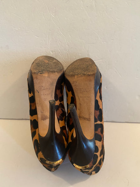 Christian Dior Leopard-Print Platform Ankle Boots Sz:39/9