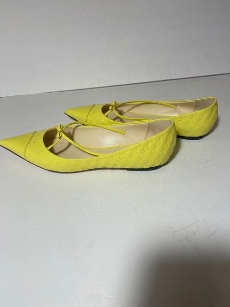 Louis Vuitton Yellow Leather Bow Embellished Pointed Ballet Flats Size: 37