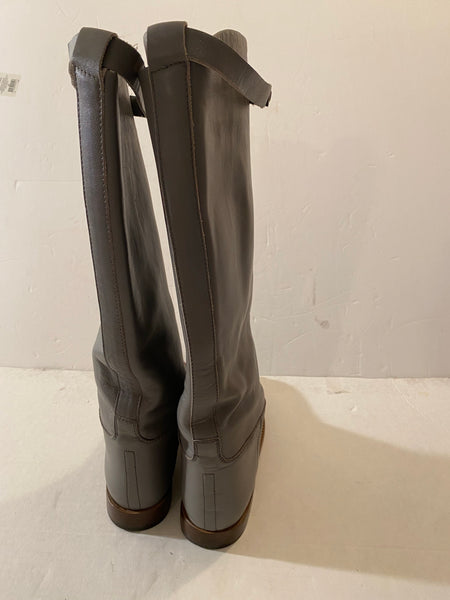 HERMÈS JUMPING LEATHER RIDING BOOTS - GREY Size: 38