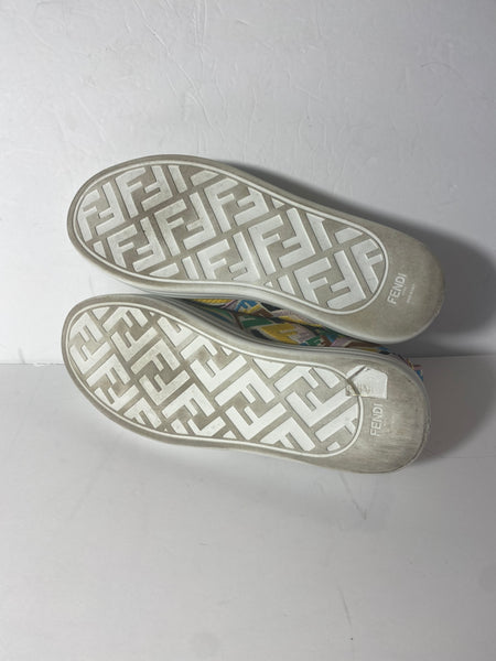 FENDI Multicolored bb FF Embroidered Slip-On Sneakers Size: 39
