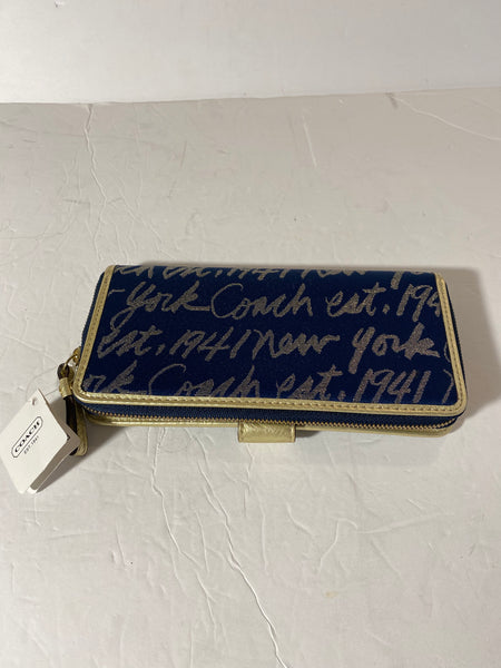 Coach Blue And Gold "NEW YORK" Wallet