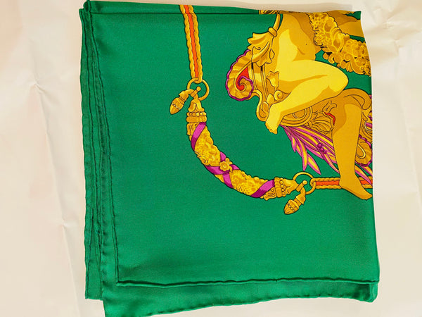 HERMÈS GREEN /YELLOW SILK SCARF