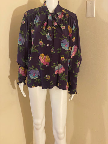 Emmanuel Ungaro VTG Silk Long-Sleeved Blouse Sz: 12/L