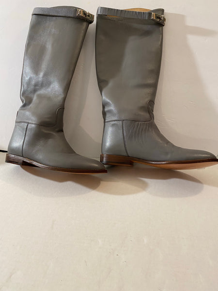 HERMÈS JUMPING LEATHER RIDING BOOTS - GREY Size: 38