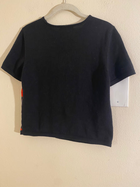 Salvatore Ferragamo Multicolored Black Top Size: S