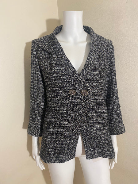 Chanel Tweed Cc Logo Button Jacket Blazer Fr 38 US 6