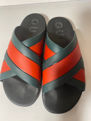 Gucci Men's rubber slide sandal with Web Size: 12